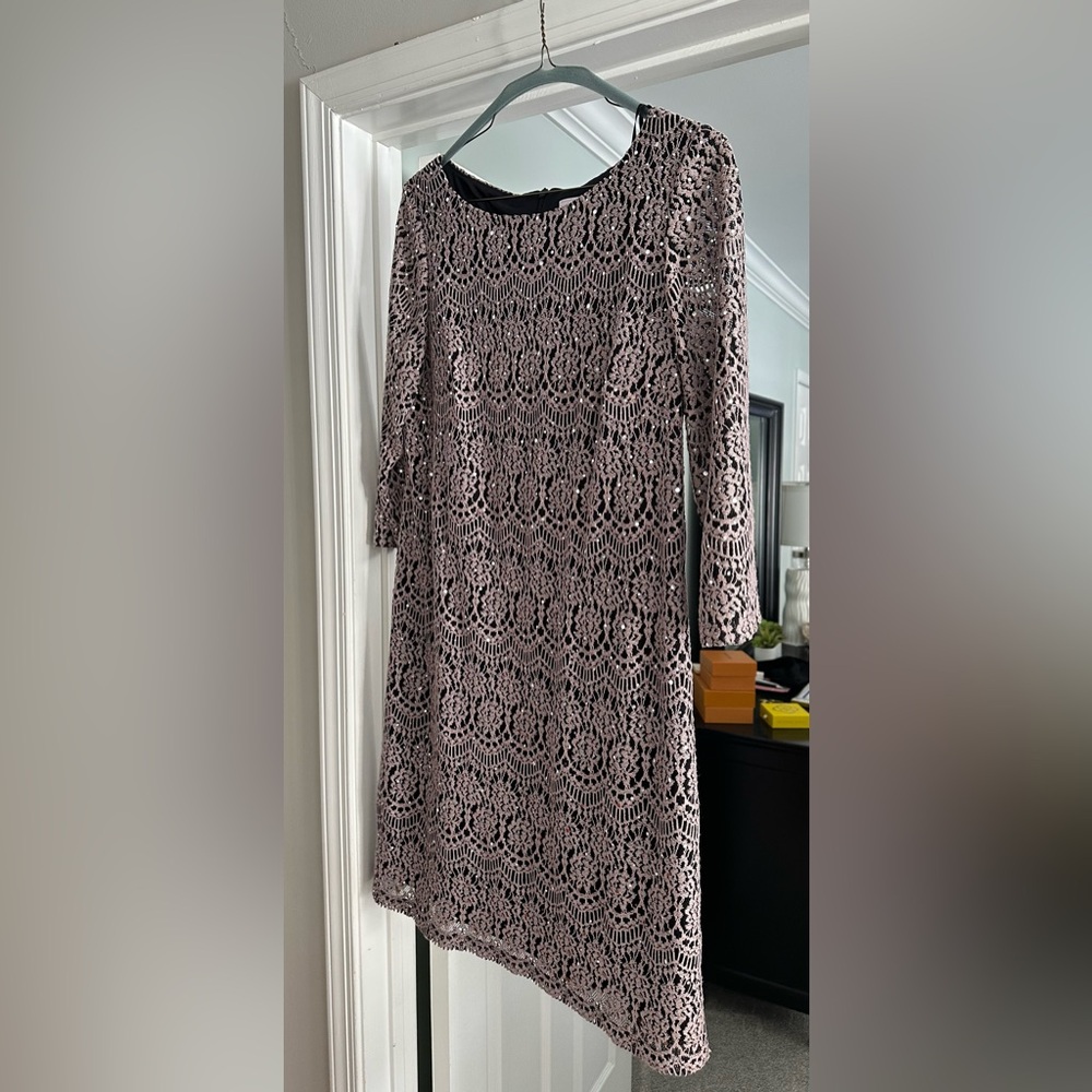 Jessica Black and White Lace Long Sleeve Dress